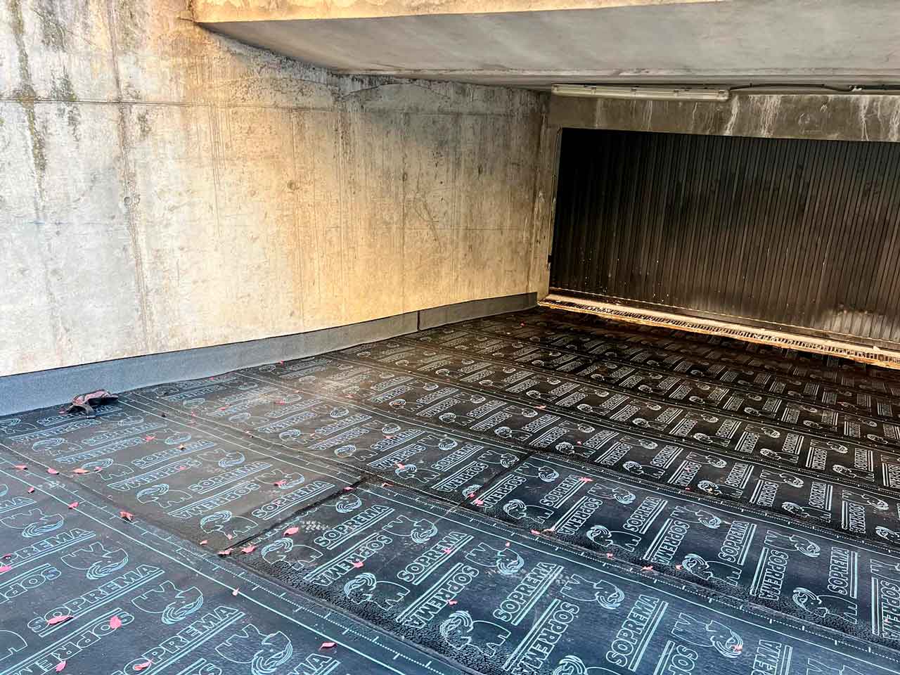 trabajo de impermeabilización de rampa de garaje en Madrid 